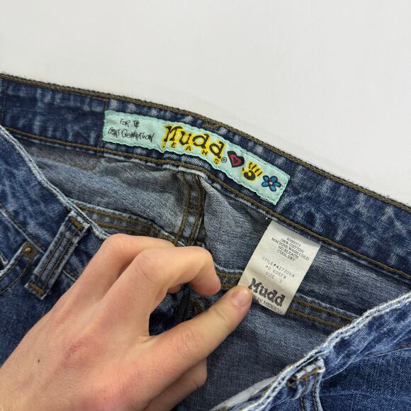 Vintage y2k Mudd Women's Flare Jeans Size 3 Blue Denim Medium Wash Bell Bottom - Picture 7 of 8
